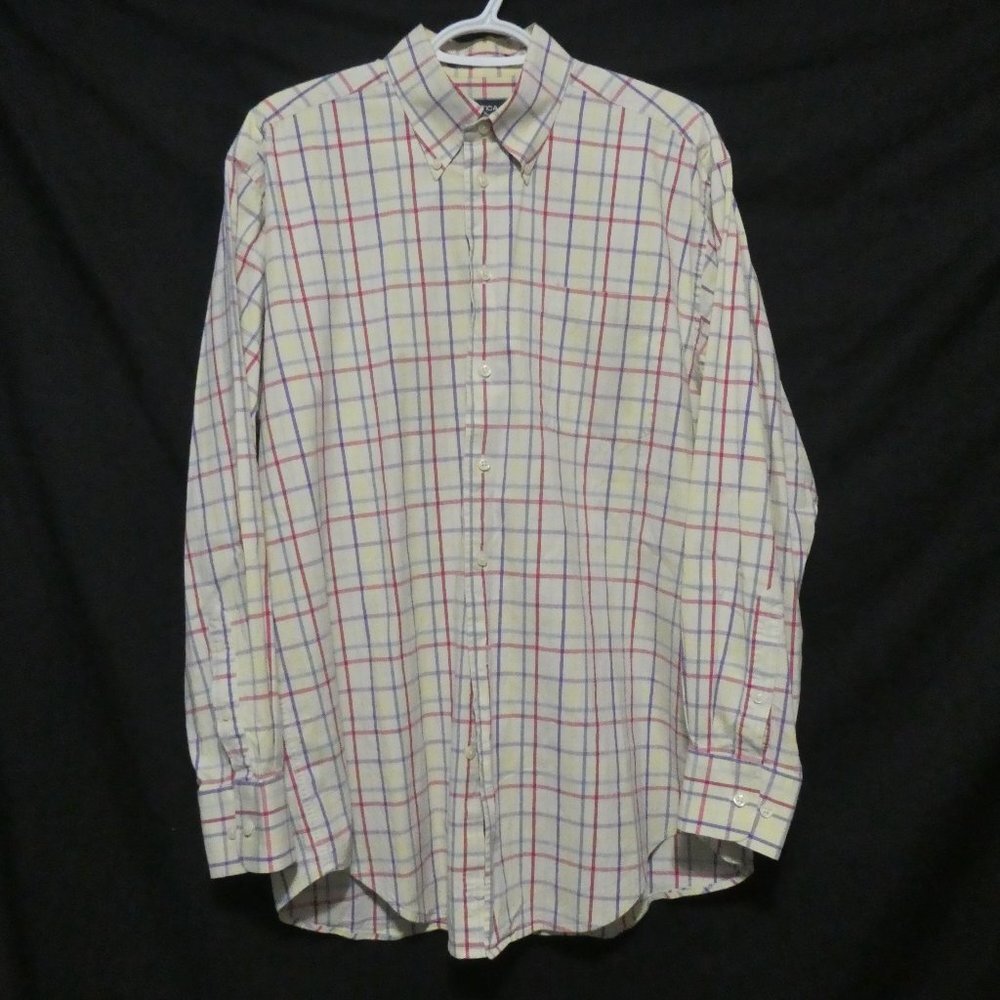 NAUTICA | Comfort Stretch | 16, 34/35 | Checkered Button Down Shirt | GUC
